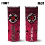 personalized toronto raptors spiral burst print red skinny tumbler best selling 1.webp