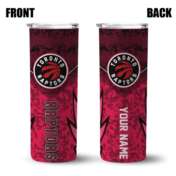 personalized toronto raptors spiral burst print red skinny tumbler fashion forward.webp