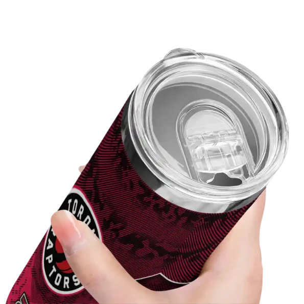 personalized toronto raptors spiral burst print red skinny tumbler high quality.webp