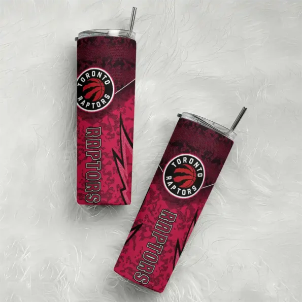 personalized toronto raptors spiral burst print red skinny tumbler top rated.webp