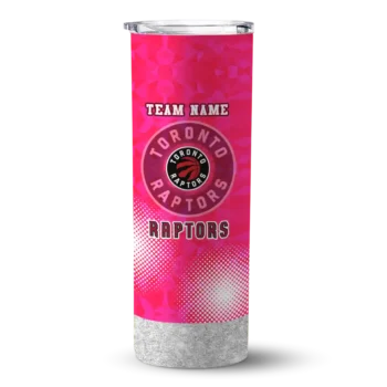 personalized toronto raptors starburst tiles red skinny tumbler best selling 1.webp