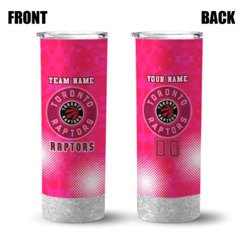personalized toronto raptors starburst tiles red skinny tumbler fashion forward.webp