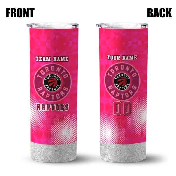 personalized toronto raptors starburst tiles red skinny tumbler fashion forward.webp