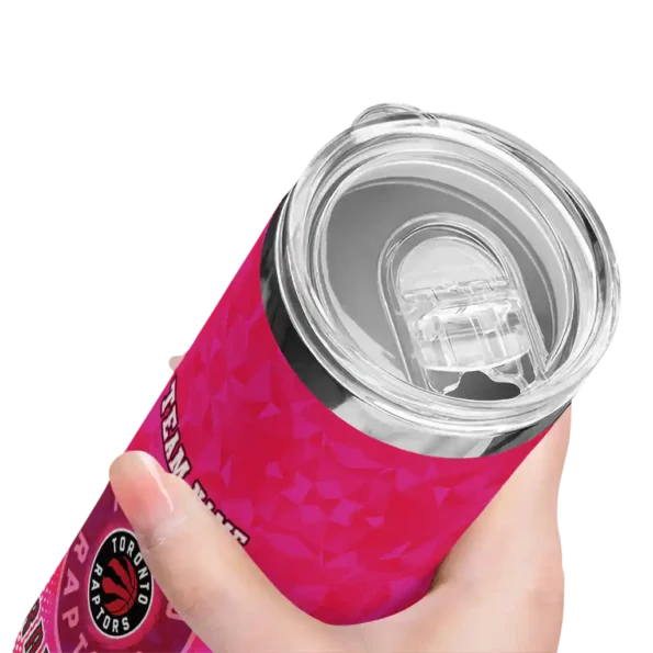 personalized toronto raptors starburst tiles red skinny tumbler high quality.webp