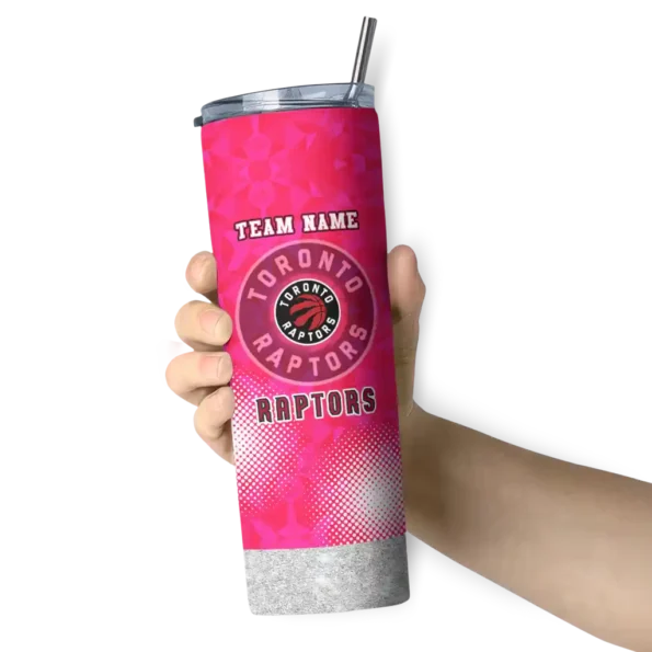 personalized toronto raptors starburst tiles red skinny tumbler premium grade.webp