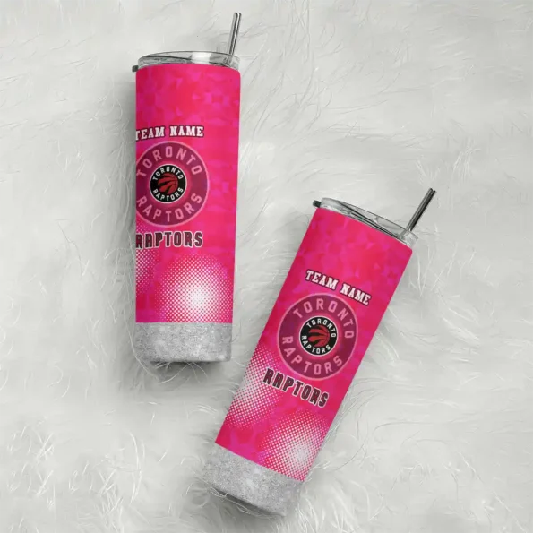 personalized toronto raptors starburst tiles red skinny tumbler top rated.webp