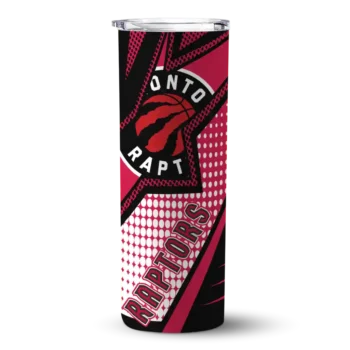 personalized toronto raptors web stripes red white skinny tumbler best selling 1.webp