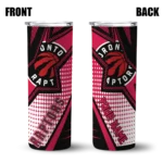 personalized toronto raptors web stripes red white skinny tumbler best selling 1.webp