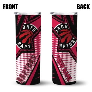 personalized toronto raptors web stripes red white skinny tumbler fashion forward.webp