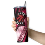 personalized toronto raptors web stripes red white skinny tumbler best selling 1.webp