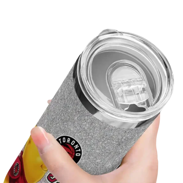 personalized toronto raptors winnie the pooh red gray skinny tumbler high quality.webp