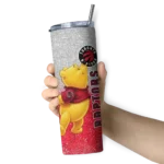 personalized toronto raptors winnie the pooh red gray skinny tumbler best selling 1.webp