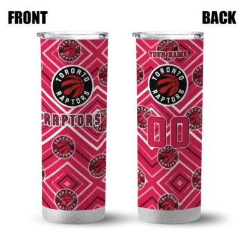 personalized toronto raptors zipper leopard red skinny tumbler fashion forward.webp
