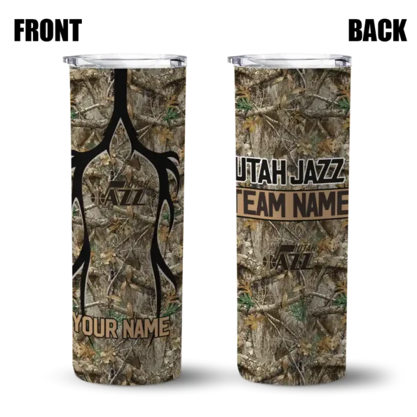 personalized utah jazz antler flow camo skinny tumbler fashion forward.webp