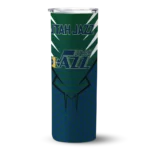 personalized utah jazz chevron stripes navy skinny tumbler best selling 1.webp