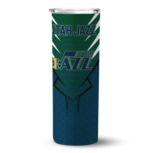 personalized utah jazz chevron stripes navy skinny tumbler best selling 1.webp