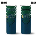 personalized utah jazz chevron stripes navy skinny tumbler best selling 1.webp