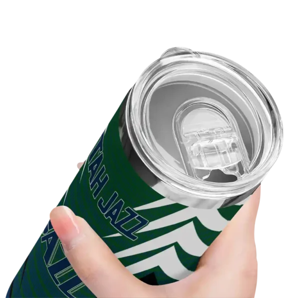 personalized utah jazz chevron stripes navy skinny tumbler high quality.webp