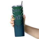 personalized utah jazz chevron stripes navy skinny tumbler best selling 1.webp