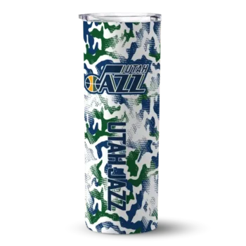 personalized utah jazz claw marks navy white skinny tumbler best selling 1.webp