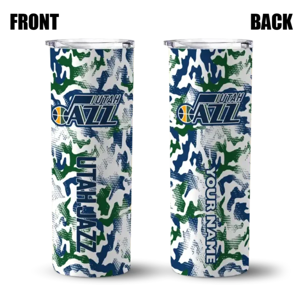 personalized utah jazz claw marks navy white skinny tumbler fashion forward.webp