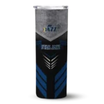personalized utah jazz hexagon honeycomb navy black skinny tumbler best selling 1.webp