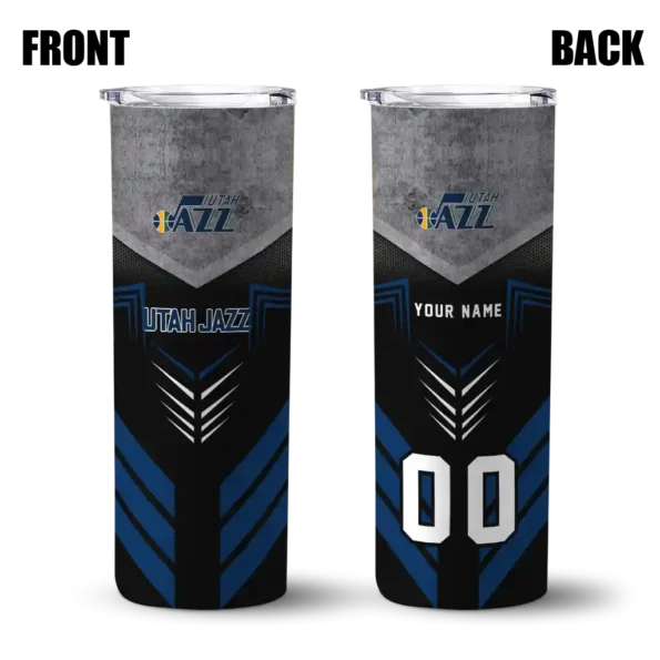 personalized utah jazz hexagon honeycomb navy black skinny tumbler fashion forward.webp