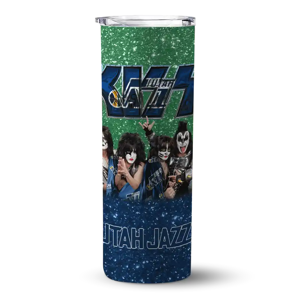 personalized utah jazz kiss band green skinny tumbler best selling 1.webp personalized utah jazz kiss band green skinny tumbler best selling 1.webp