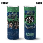 personalized utah jazz kiss band green skinny tumbler best selling 1.webp