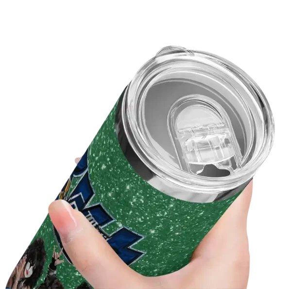 personalized utah jazz kiss band green skinny tumbler high quality.webp