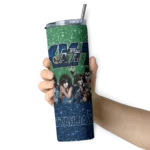 personalized utah jazz kiss band green skinny tumbler best selling 1.webp
