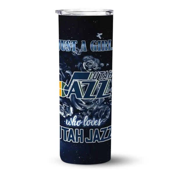 personalized utah jazz rose romance navy black skinny tumbler best selling 1.webp