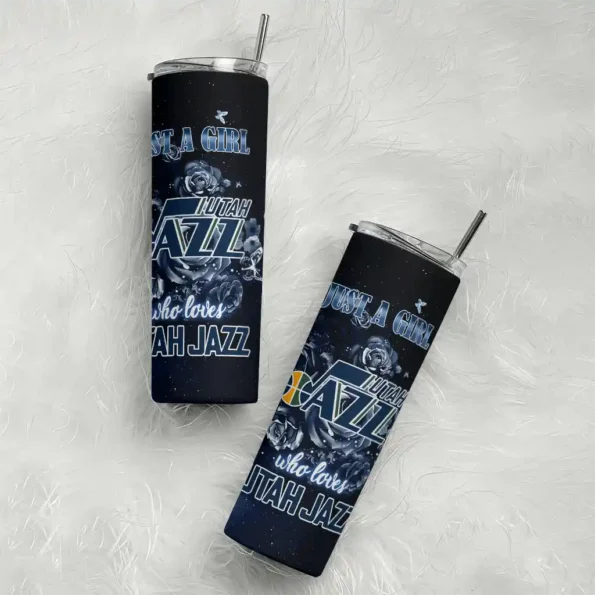 personalized utah jazz rose romance navy black skinny tumbler top rated.webp