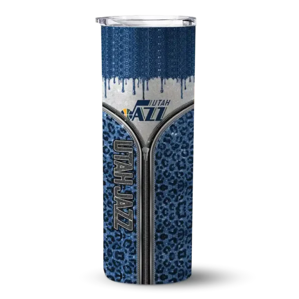personalized utah jazz sparkle drip navy skinny tumbler best selling 1.webp