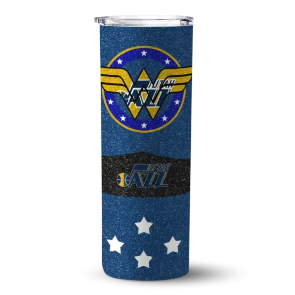 personalized utah jazz star cluster navy skinny tumbler best selling 1.webp