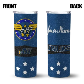 personalized utah jazz star cluster navy skinny tumbler fashion forward.webp