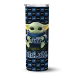 personalized utah jazz yoda cozy navy black skinny tumbler best selling 1.webp