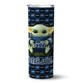 personalized utah jazz yoda cozy navy black skinny tumbler best selling 1.webp