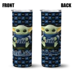 personalized utah jazz yoda cozy navy black skinny tumbler best selling 1.webp