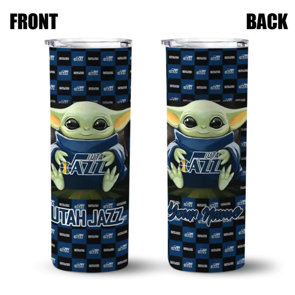 personalized utah jazz yoda cozy navy black skinny tumbler fashion forward.webp