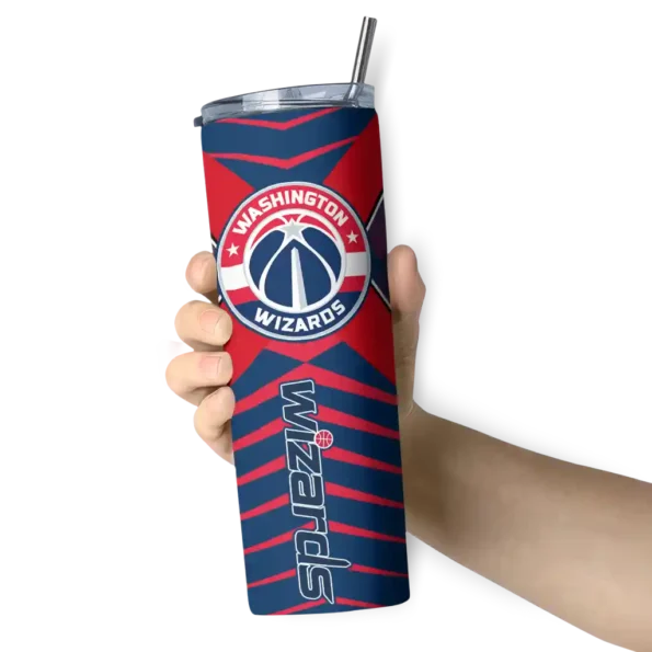 personalized washington wizards camo texture blue skinny tumbler premium grade.webp