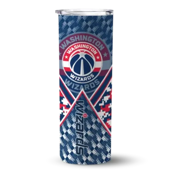personalized washington wizards monogram burst blue white skinny tumbler best selling 1.webp