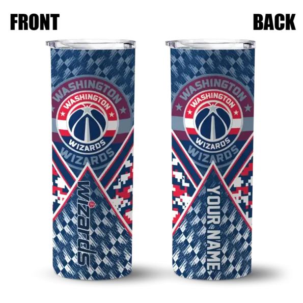 personalized washington wizards monogram burst blue white skinny tumbler fashion forward.webp