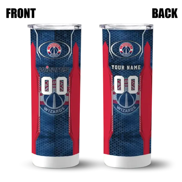 personalized washington wizards stacked diamond blue skinny tumbler fashion forward.webp
