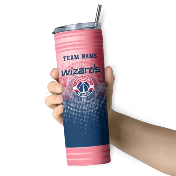 personalized washington wizards swirl texture blue skinny tumbler premium grade.webp