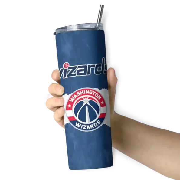 personalized washington wizards torn band blue white skinny tumbler premium grade.webp