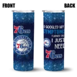 philadelphia 76ers radiant glitter blue skinny tumbler best selling 1.webp