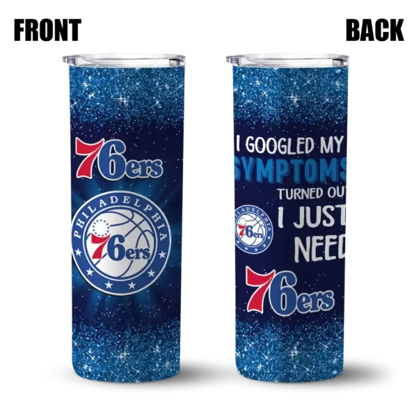 philadelphia 76ers radiant glitter blue skinny tumbler fashion forward.webp
