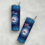 philadelphia 76ers radiant glitter blue skinny tumbler best selling 1.webp