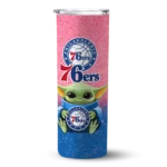 philadelphia 76ers yoda smile blue skinny tumbler best selling 1.webp
